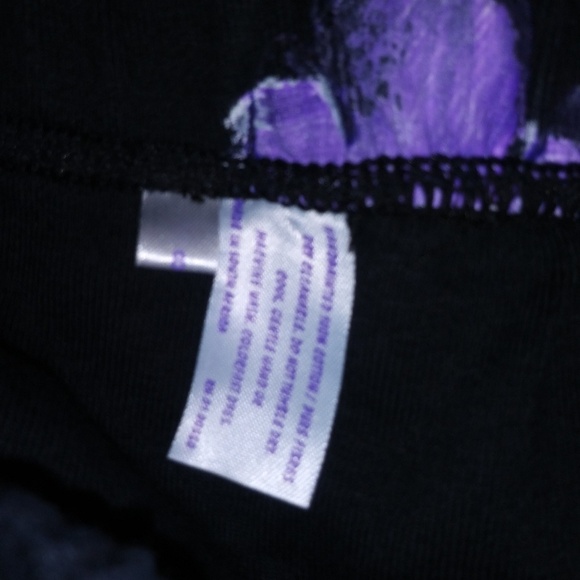 VTG hand painted skirt Knit NWOT Handkerchief hem purple trim flare stretch - Picture 6 of 6